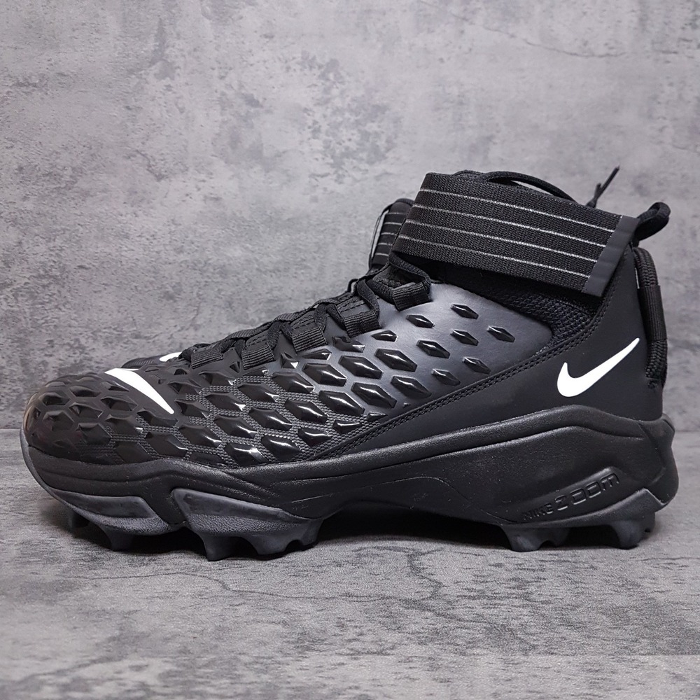 NIKE Force Savage Pro 2 Shark Football Cleats Mens 12.5‎ Black White Linemen